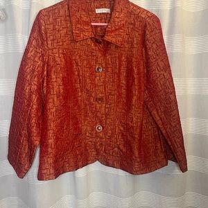Erin Women's Iridescent Orange lightweight jacket cropped blazer office
